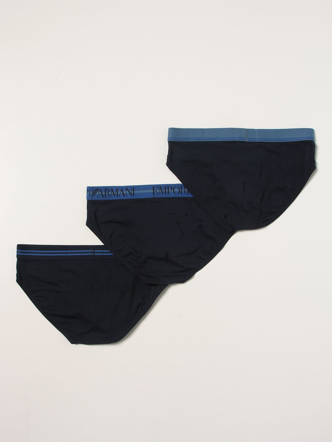 Underwear Emporio Armani: Set of 3 Emporio Armani briefs with logo marine 2
