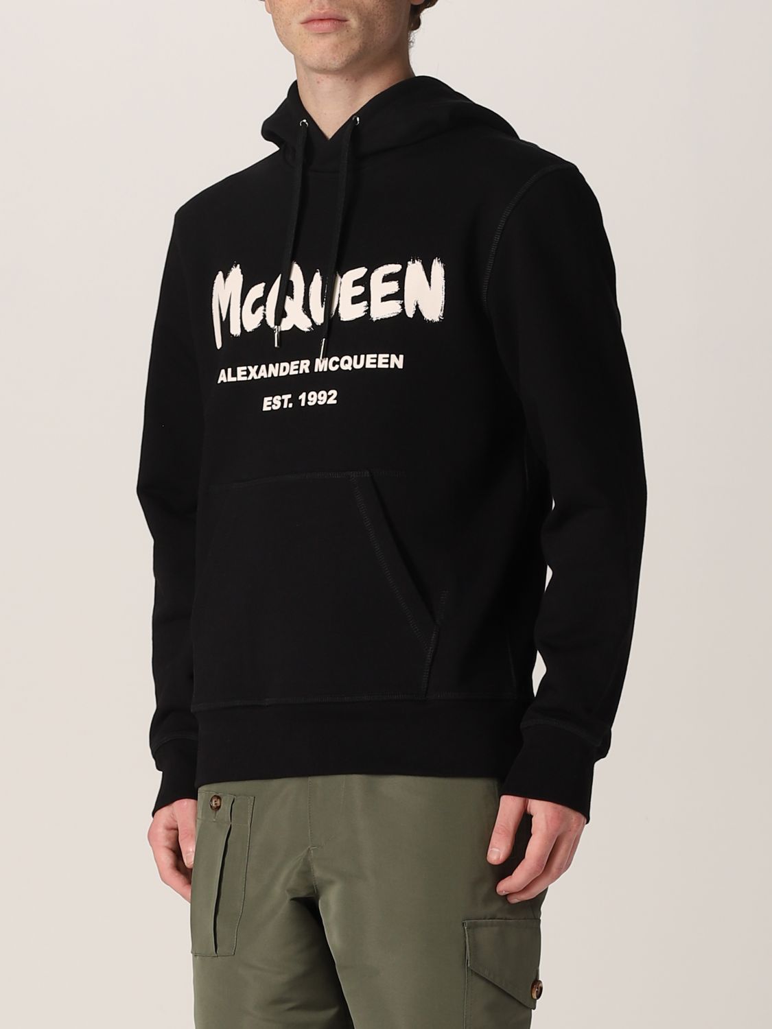 ALEXANDER MCQUEEN: cotton hoodie with ...