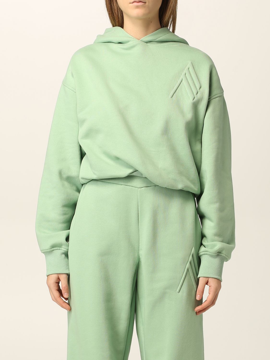 Sweatshirt The Attico: The Attico Maeve cropped cotton hoodie sage 1