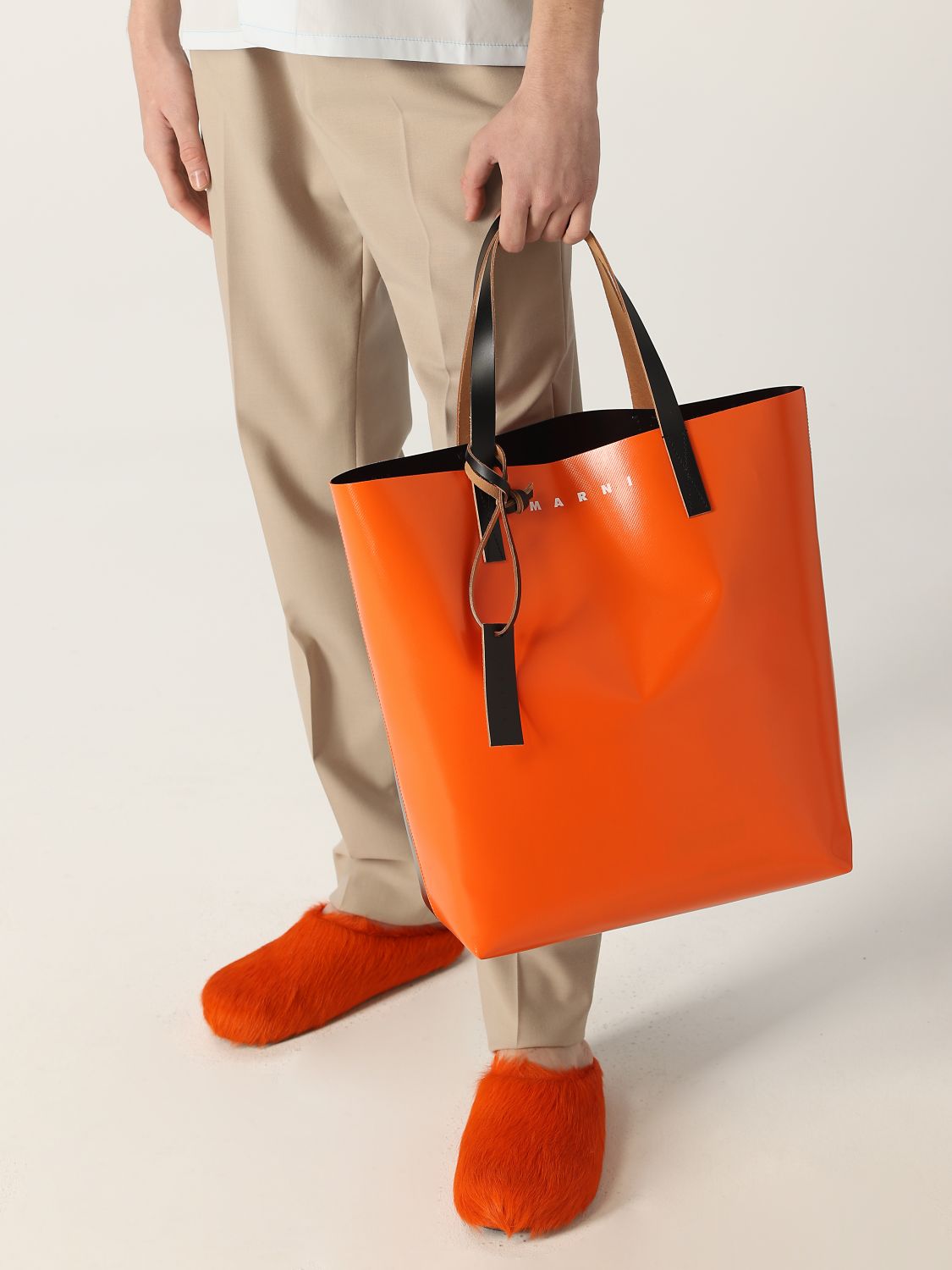 Marni logo-print Ombré Tote Bag - Orange