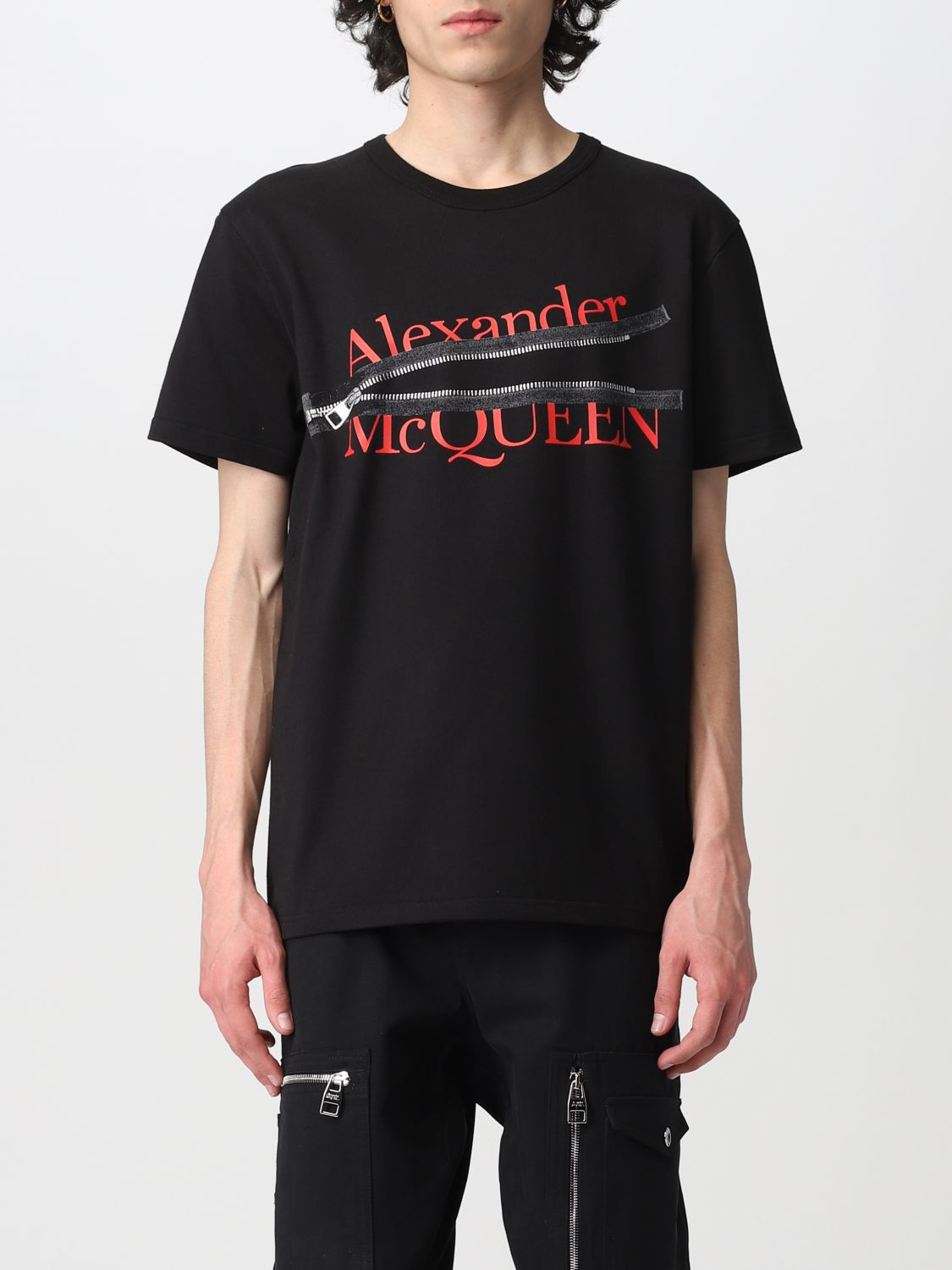 ALEXANDER MCQUEEN：Tシャツ メンズ - ブラック | GIGLIO.COM 