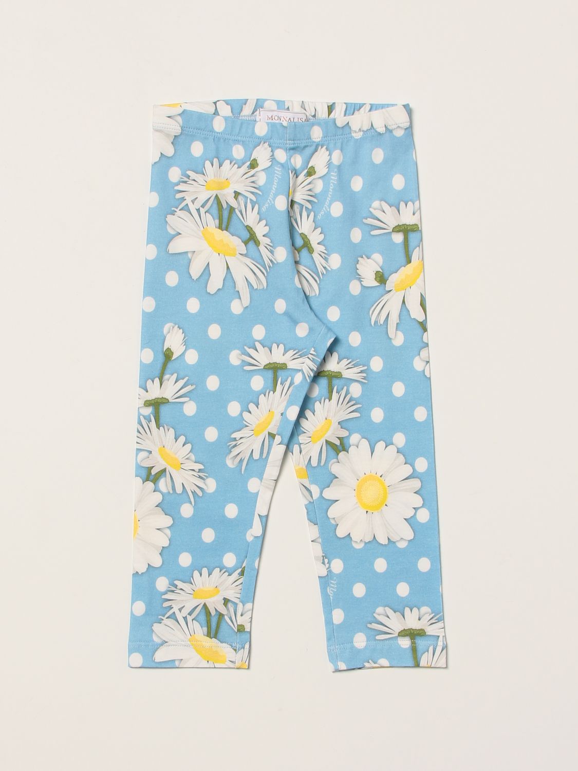 Pants Monnalisa: Monnalisa leggings with daisy pattern sky blue 1