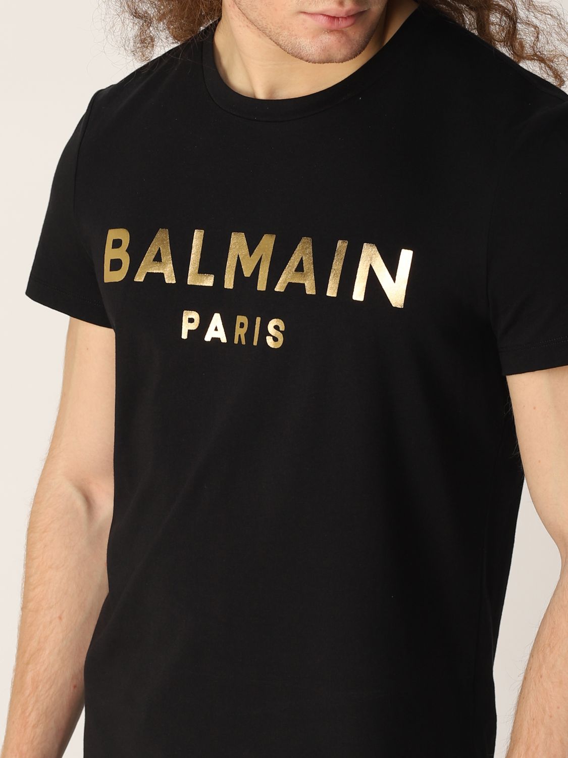 BALMAIN: cotton t-shirt with logo - Black 1 | Balmain t-shirt ...