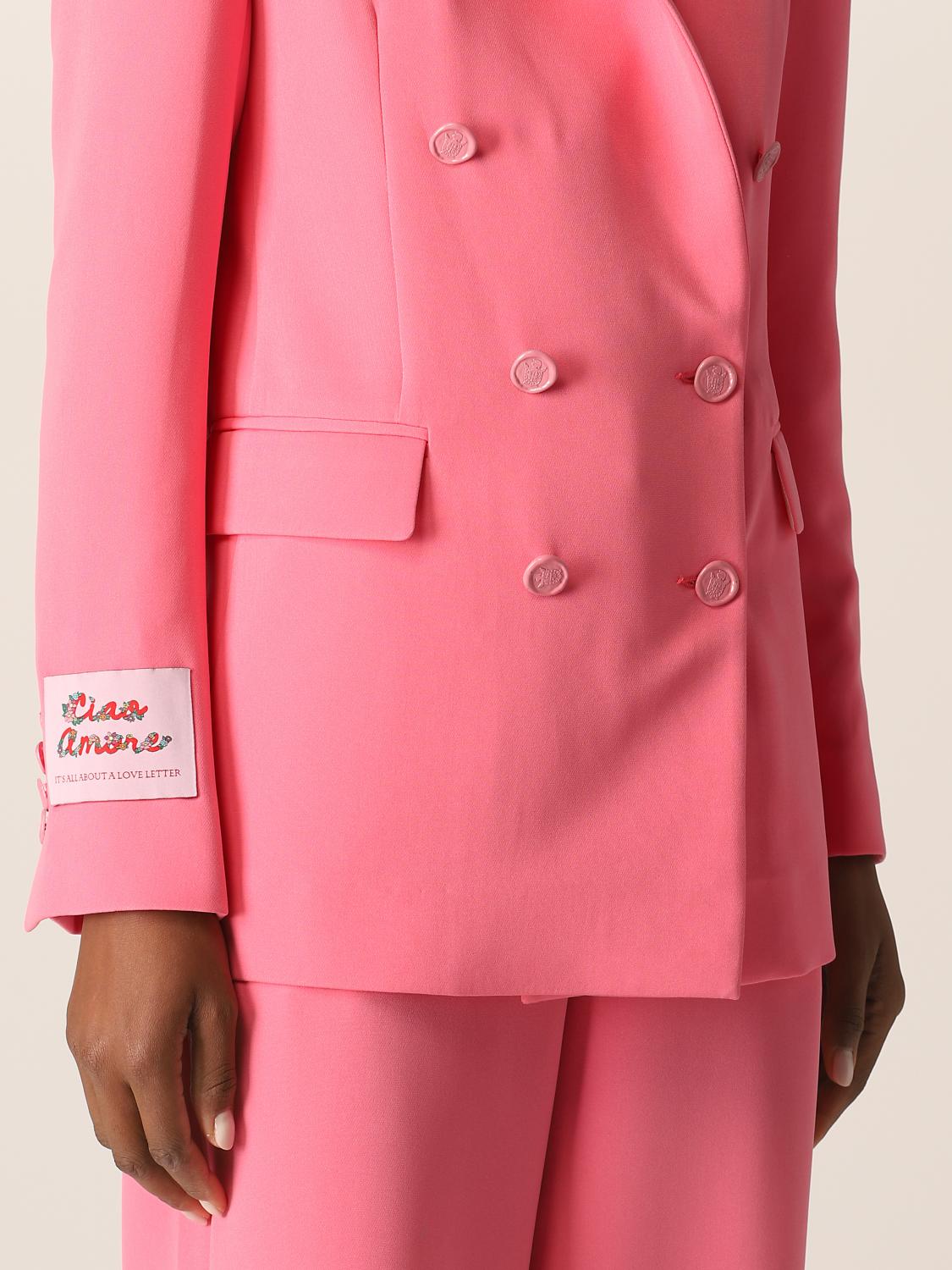 womens pink double breasted blazer