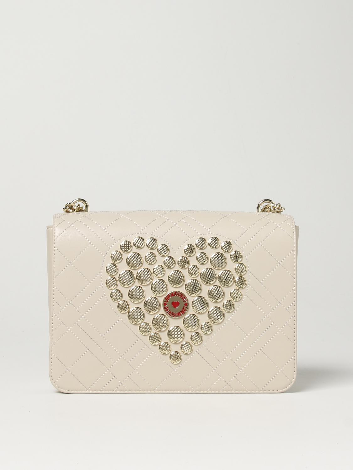 LOVE MOSCHINO: bag in synthetic leather with big heart - Ivory | Love ...