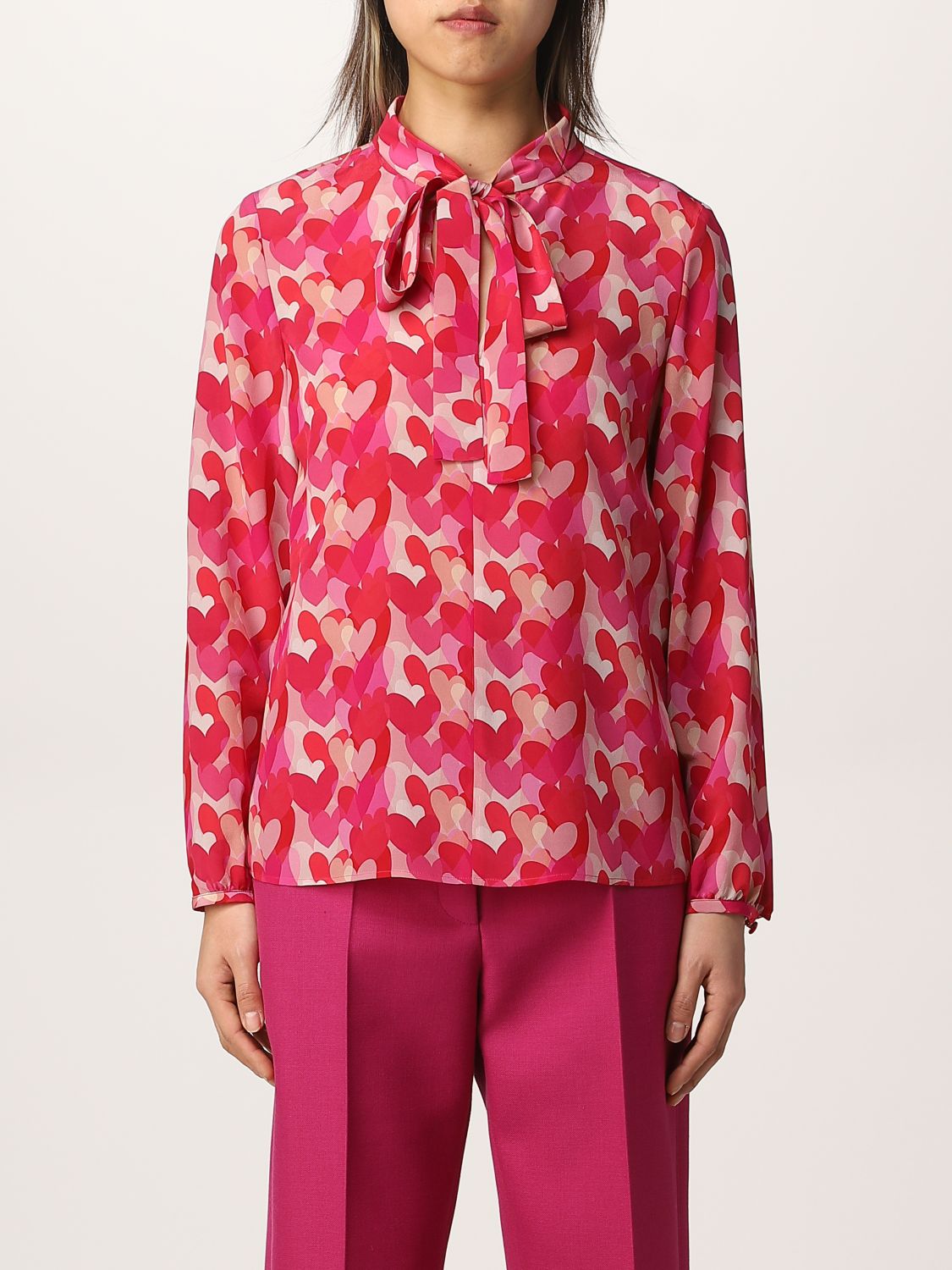 RED VALENTINO: patterned shirt - Fuchsia | Valentino shirt XR3ABB056A5 at GIGLIO.COM