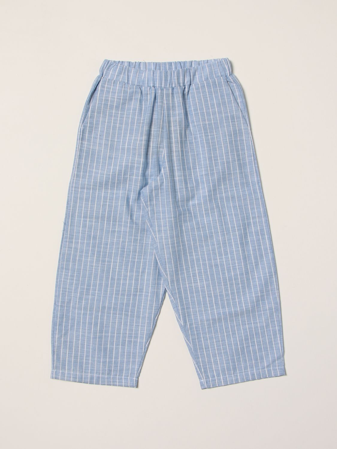 Pants Douuod: Straight leg Douuod striped pants sky blue 1