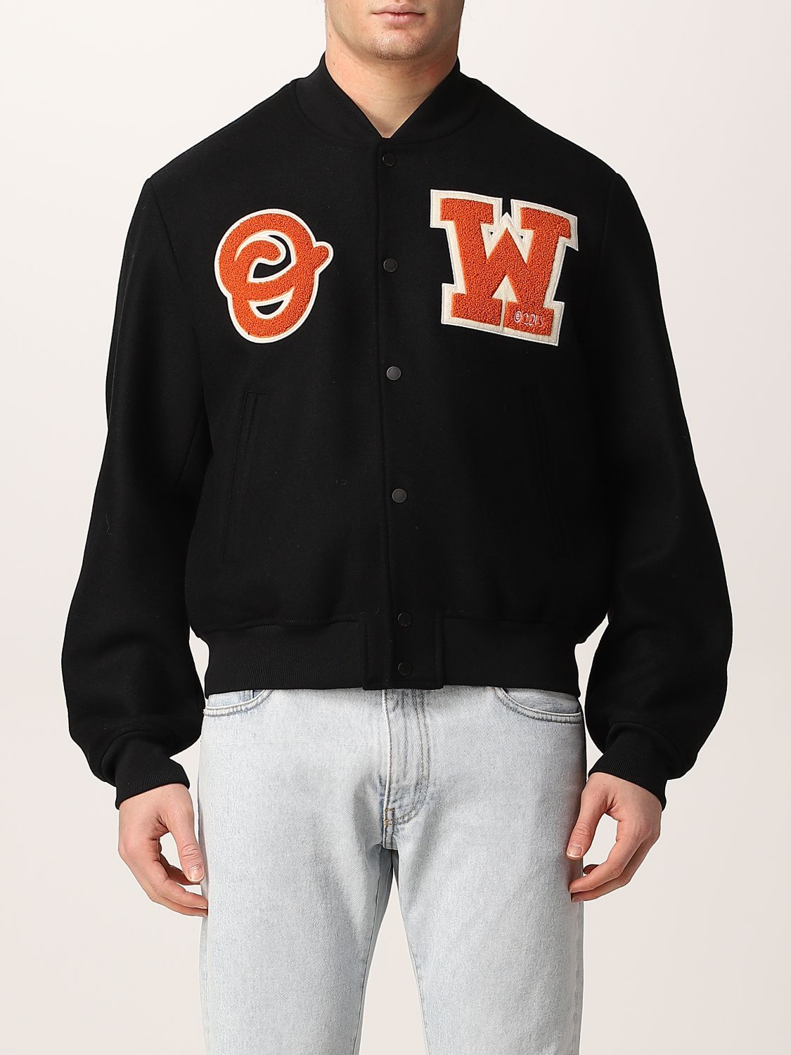 OFF-WHITE: wool blend jacket with OW patch - Black | Off-White jacket