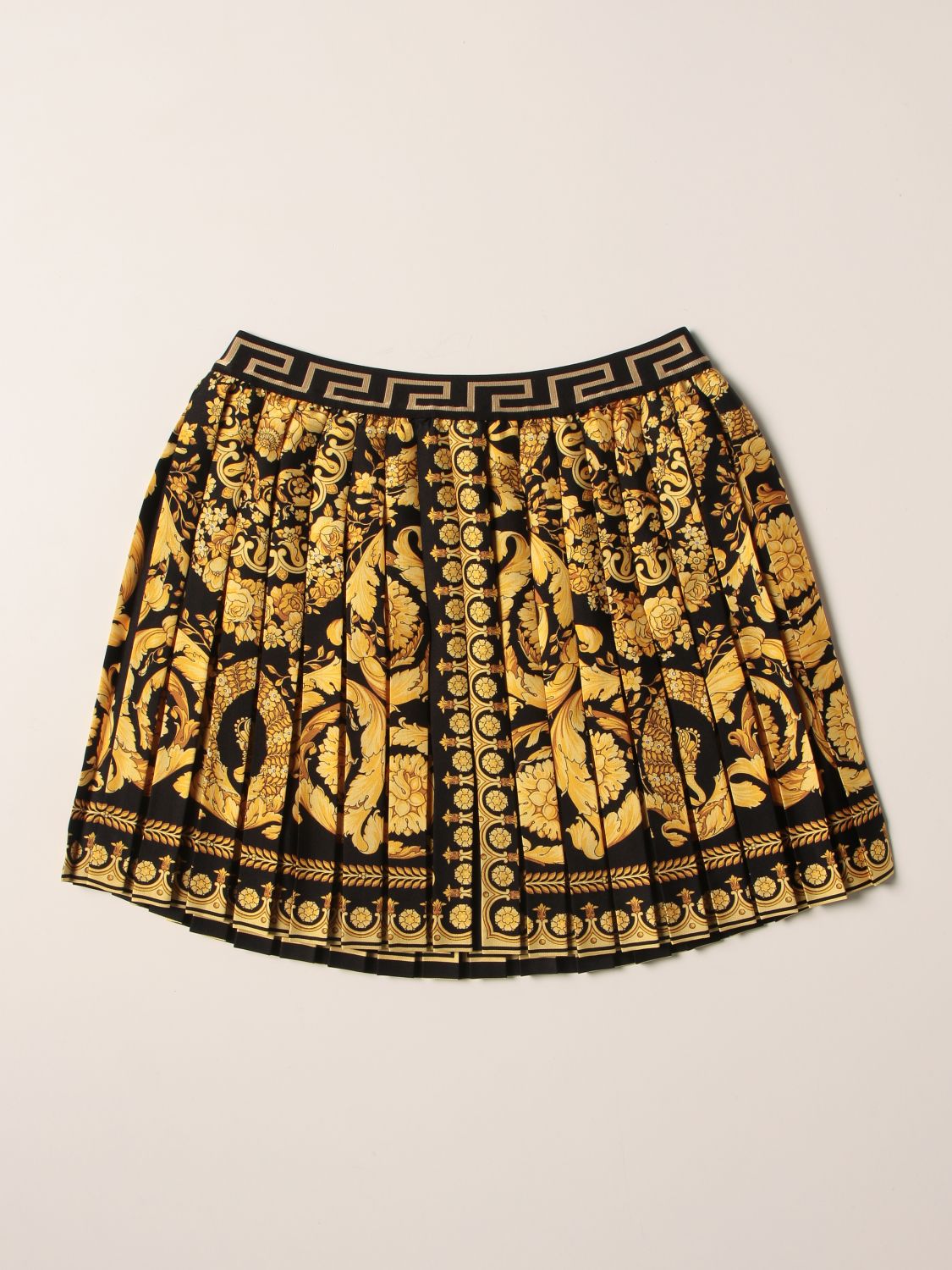 Skirt Young Versace: Versace Young skirt with pleated baroque print black 1