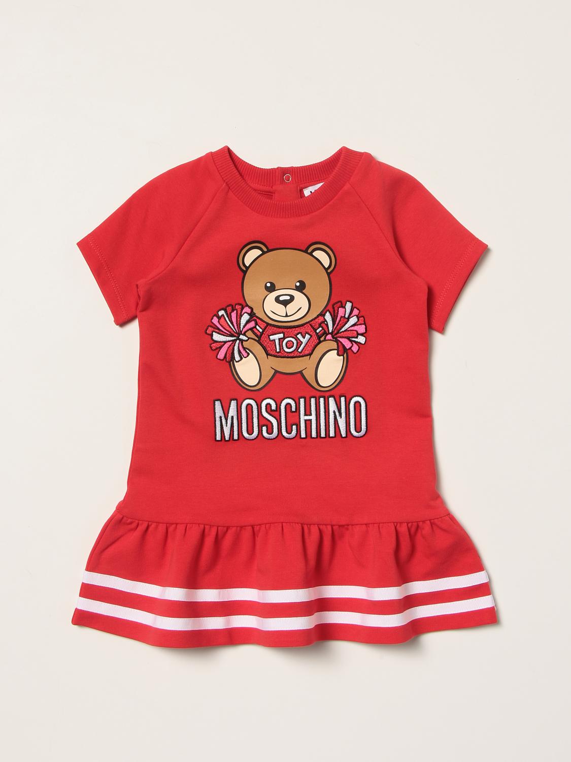 MOSCHINO BABY Teddy Bear cotton dress Red Moschino Baby romper