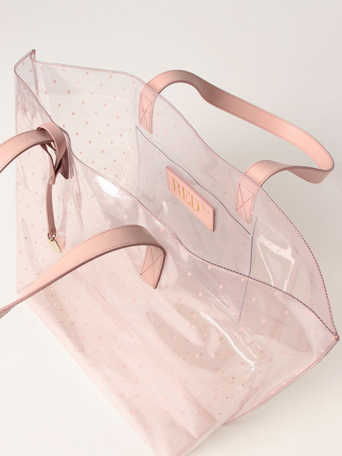 RED VALENTINO Pink Transparent PVC Canvas Double Tote Bag