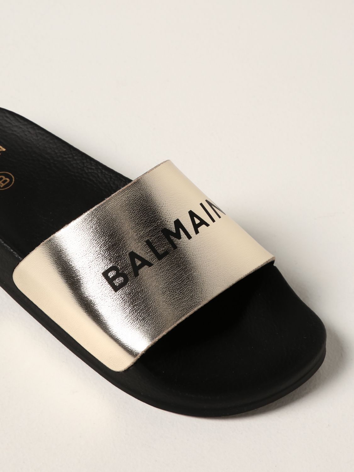 Scarpe Balmain: Sandalo slide Balmain con logo oro 4