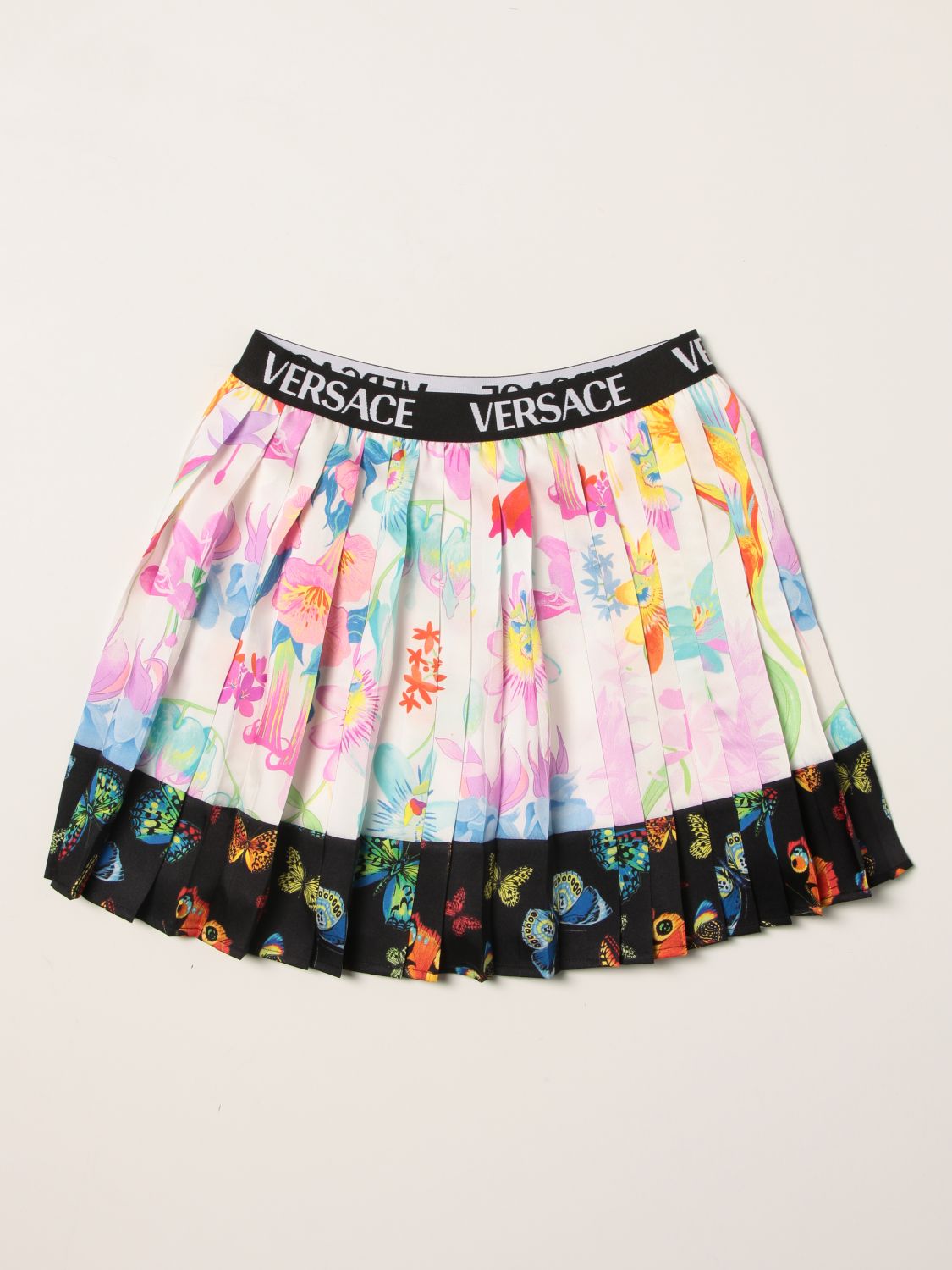 Skirt Young Versace: Versace Young short skirt with flower and butterfly print white 1