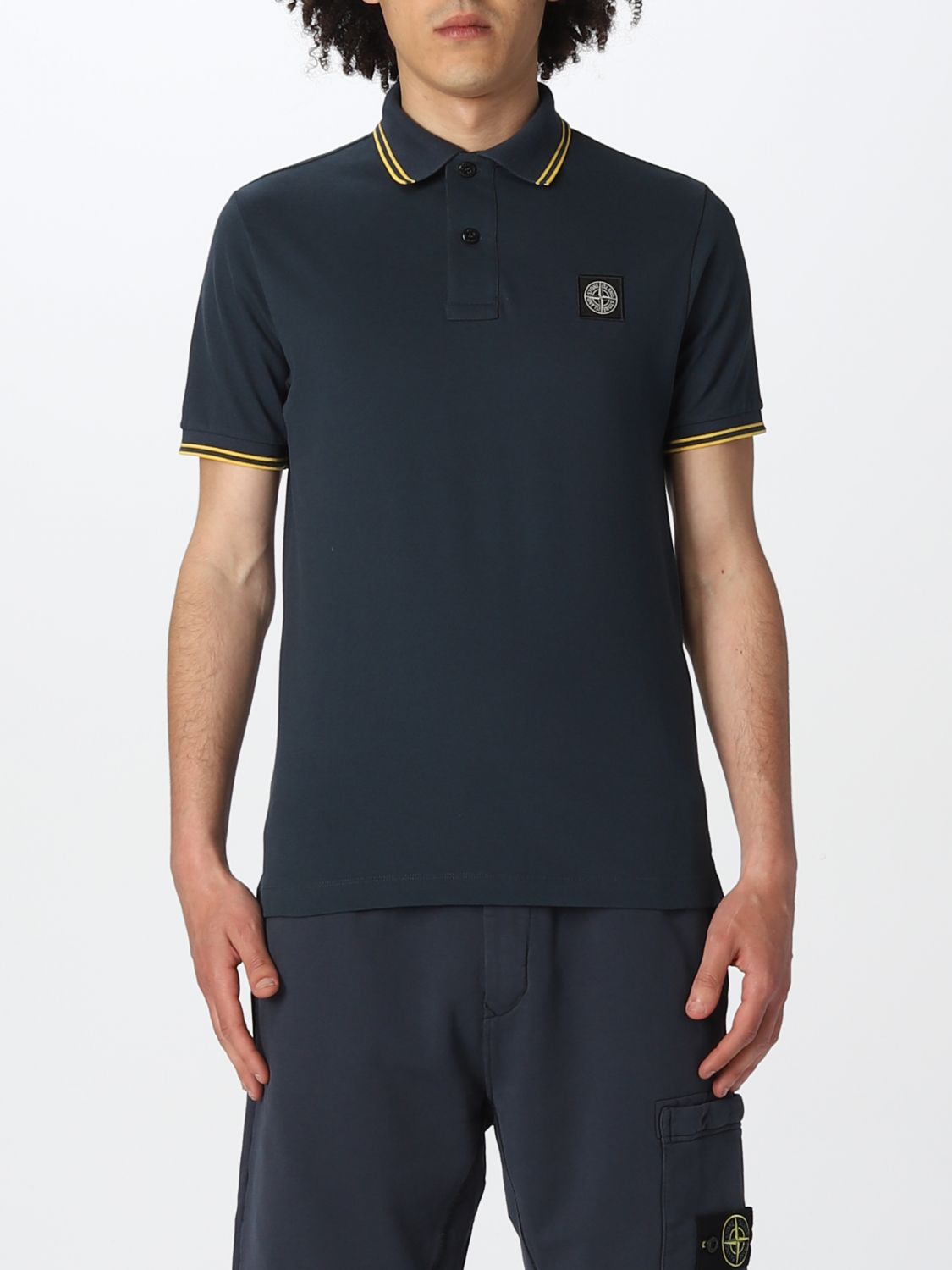 Stone Island Polo Shirt In Stretch Pique Cotton In Blue 3