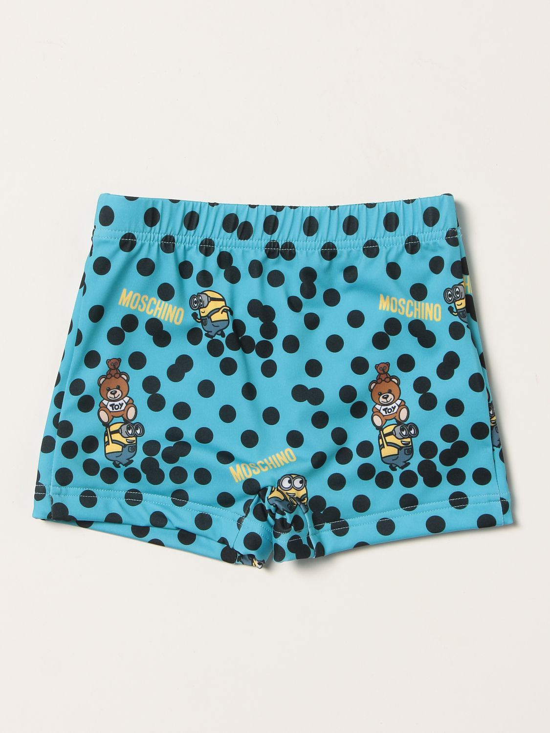 Moschino Baby Babies' Swim Shorts With Allover Minions Print In Blue