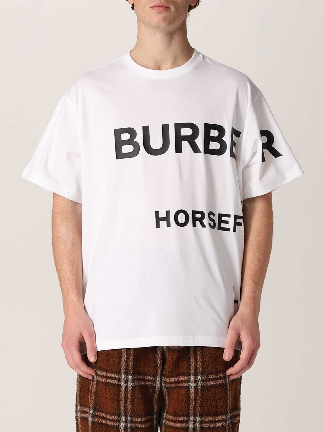 BURBERRY: oversize cotton t-shirt with Horseferry print - White ...