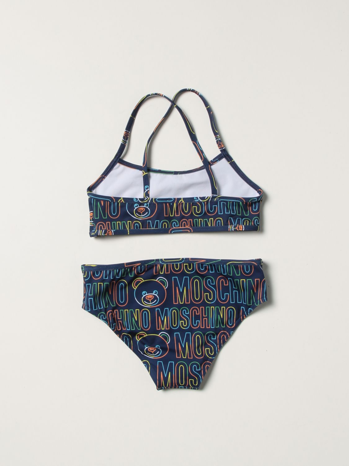 Swimsuit Moschino Kid: Moschino Baby bikini swimsuit with logo all over blue 2