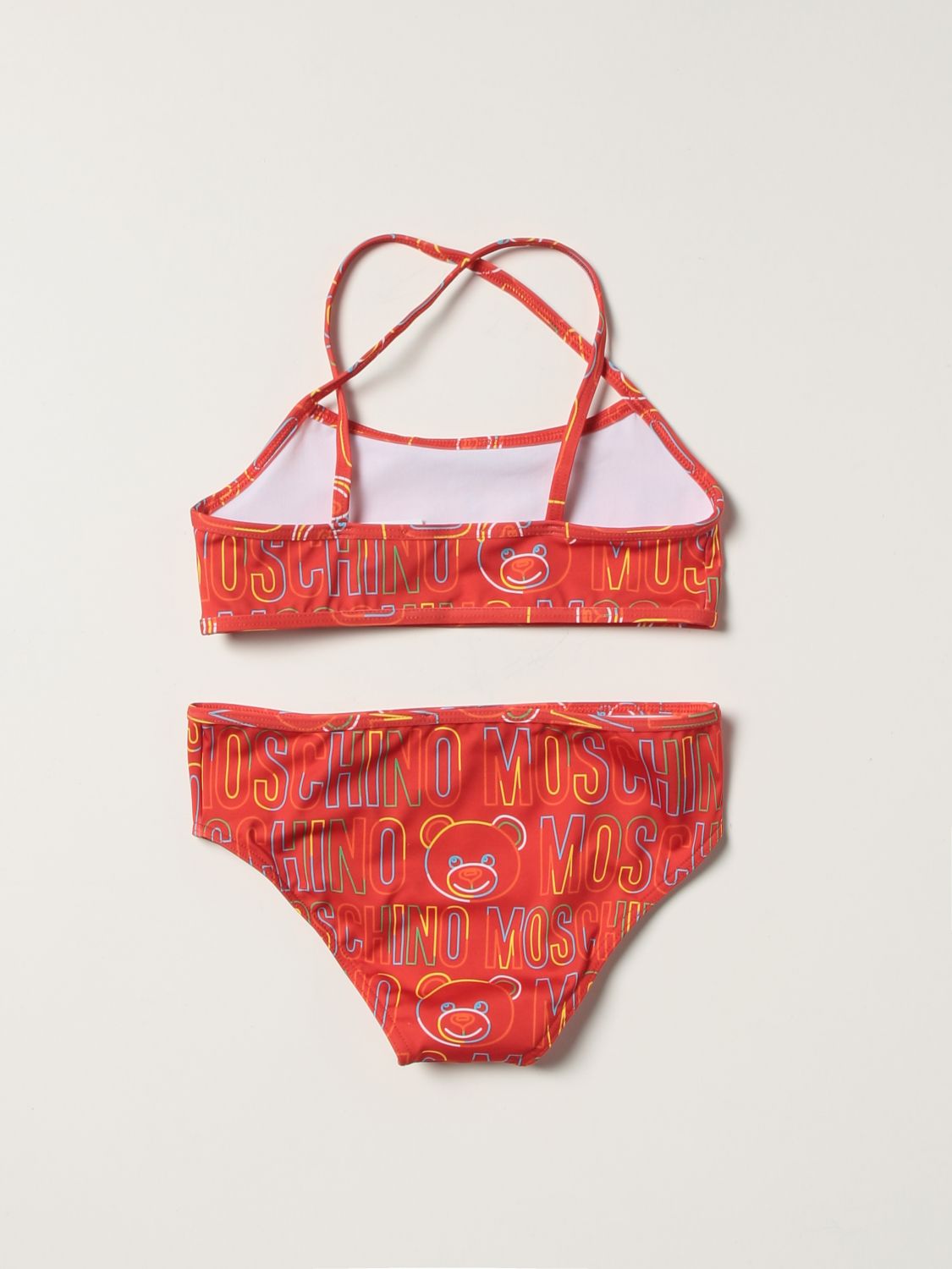 Swimsuit Moschino Kid: Moschino Baby bikini swimsuit with logo all over red 2