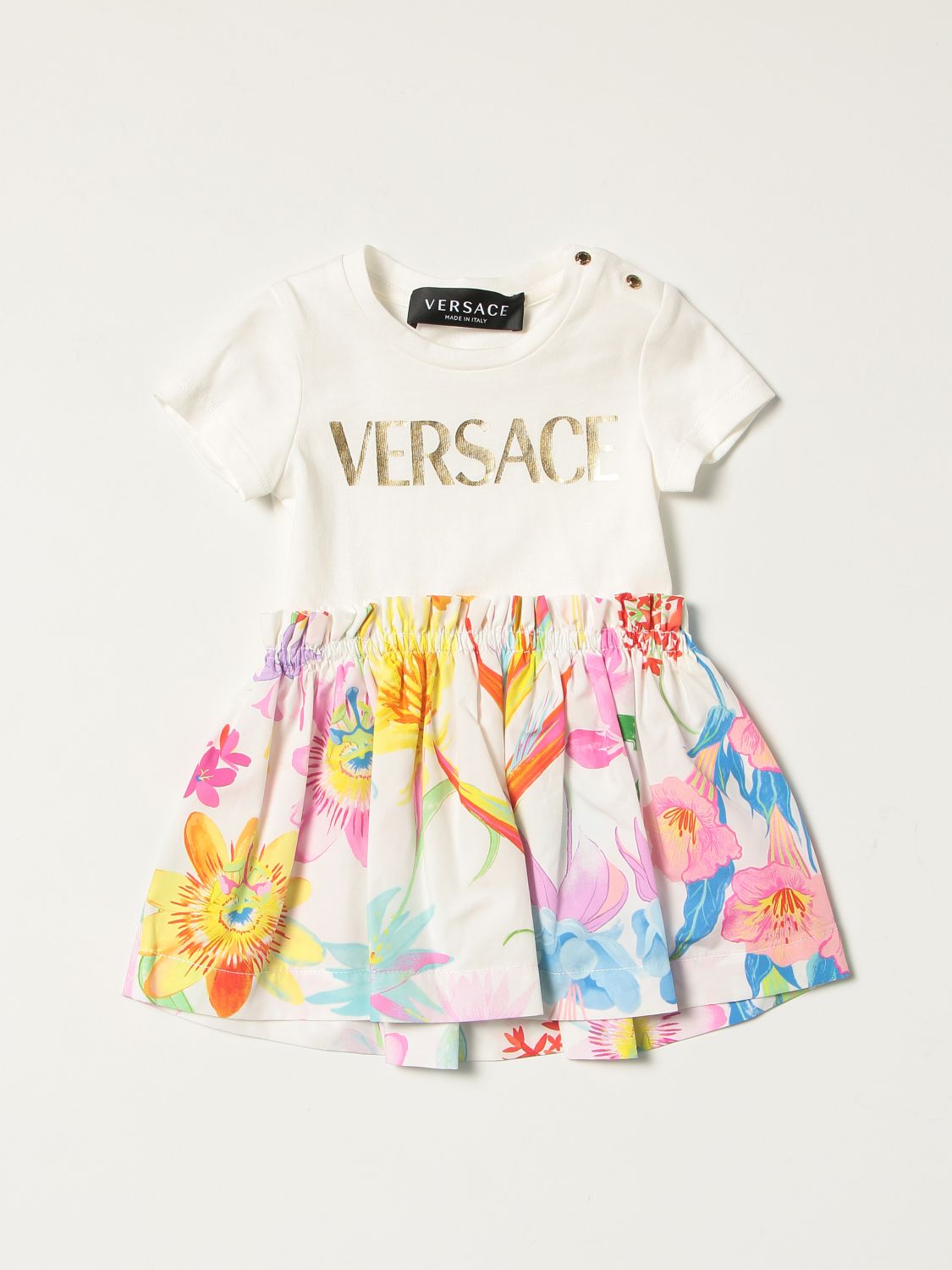 YOUNG VERSACE: Versace Young dress with patterned skirt - White | Young ...