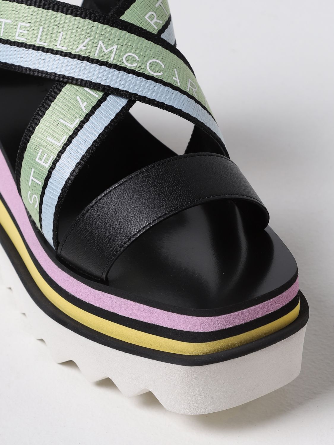 Womens Shoes Heels Wedge sandals Stella McCartney Synthetic Sneakelyse Metallic Sandals in Black 