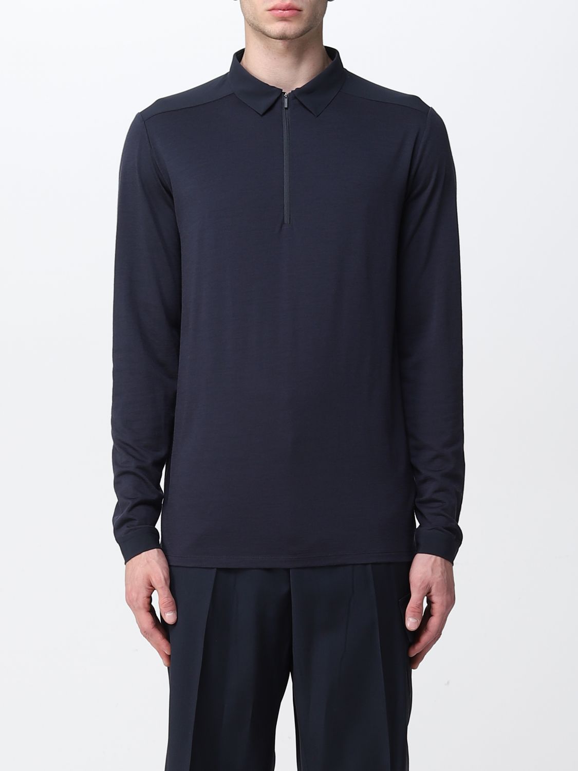 Veilance Long-sleeve Zipped Polo Shirt In Blue | ModeSens