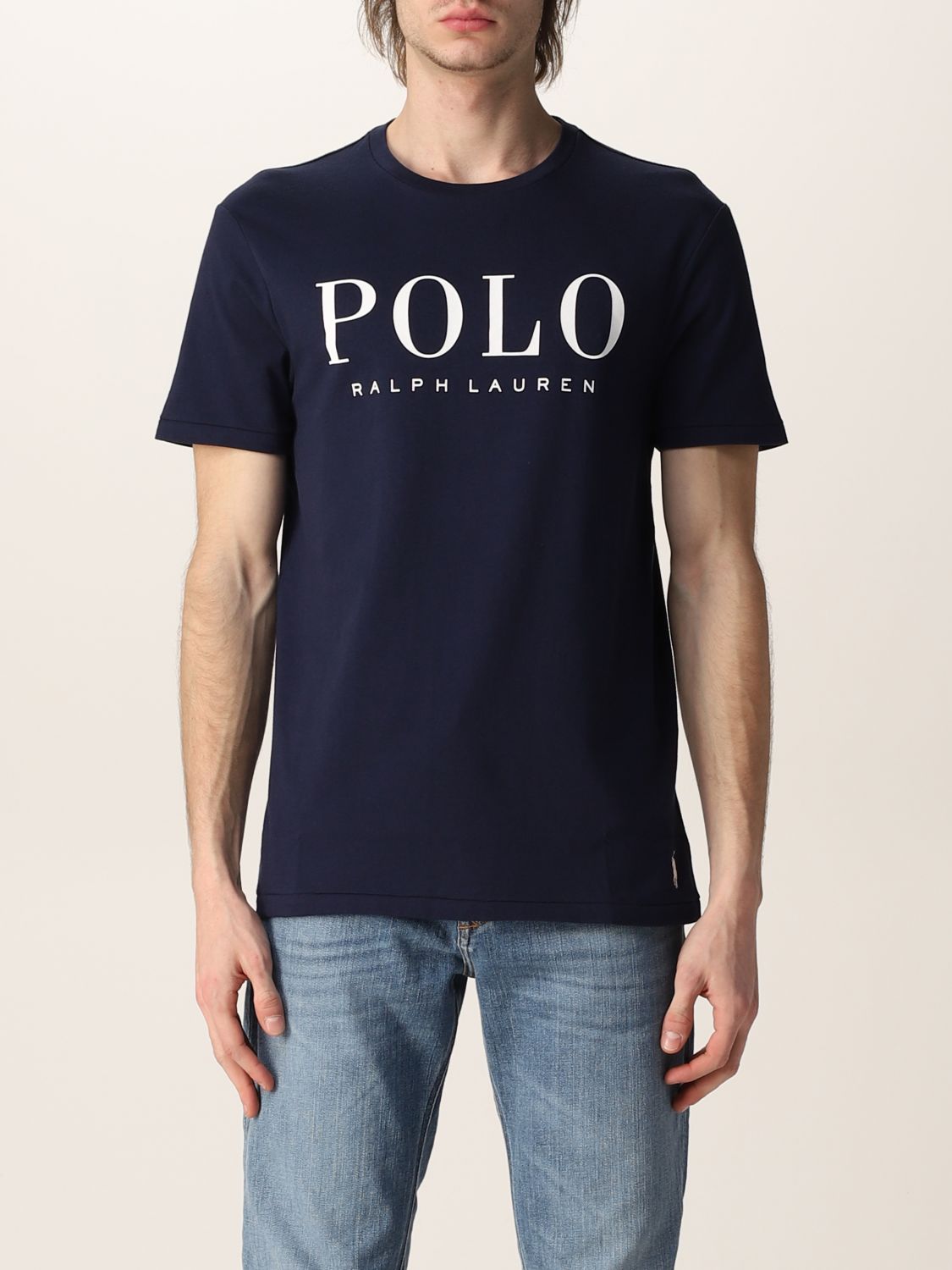POLO RALPH LAUREN: cotton t-shirt with logo - Navy | Polo Ralph Lauren t- shirt 710860829 online on 