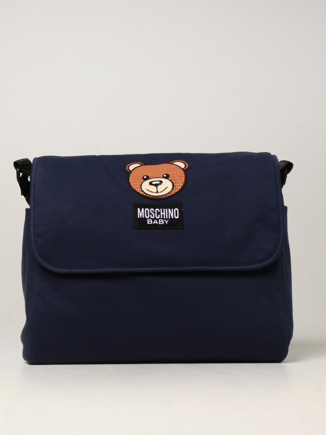 MOSCHINO BABY cotton diaper bagwith Teddy patch Blue Moschino Baby