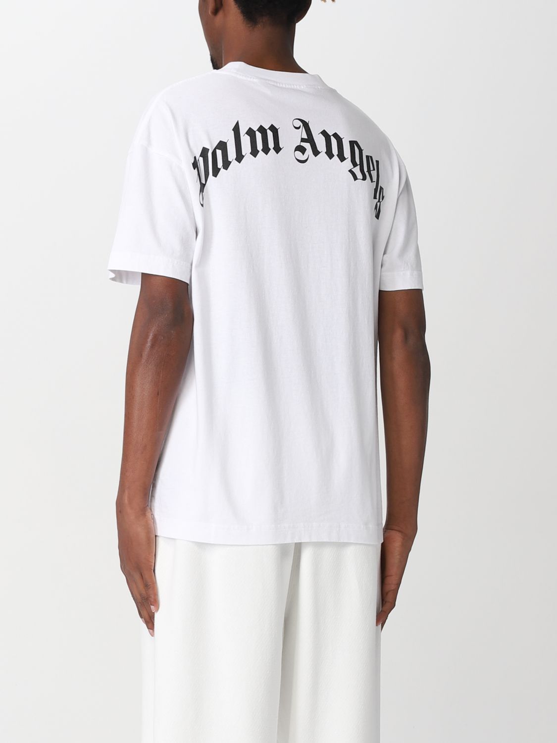 PALM ANGELS: T-shirt with shark print - White | Palm Angels t-shirt ...
