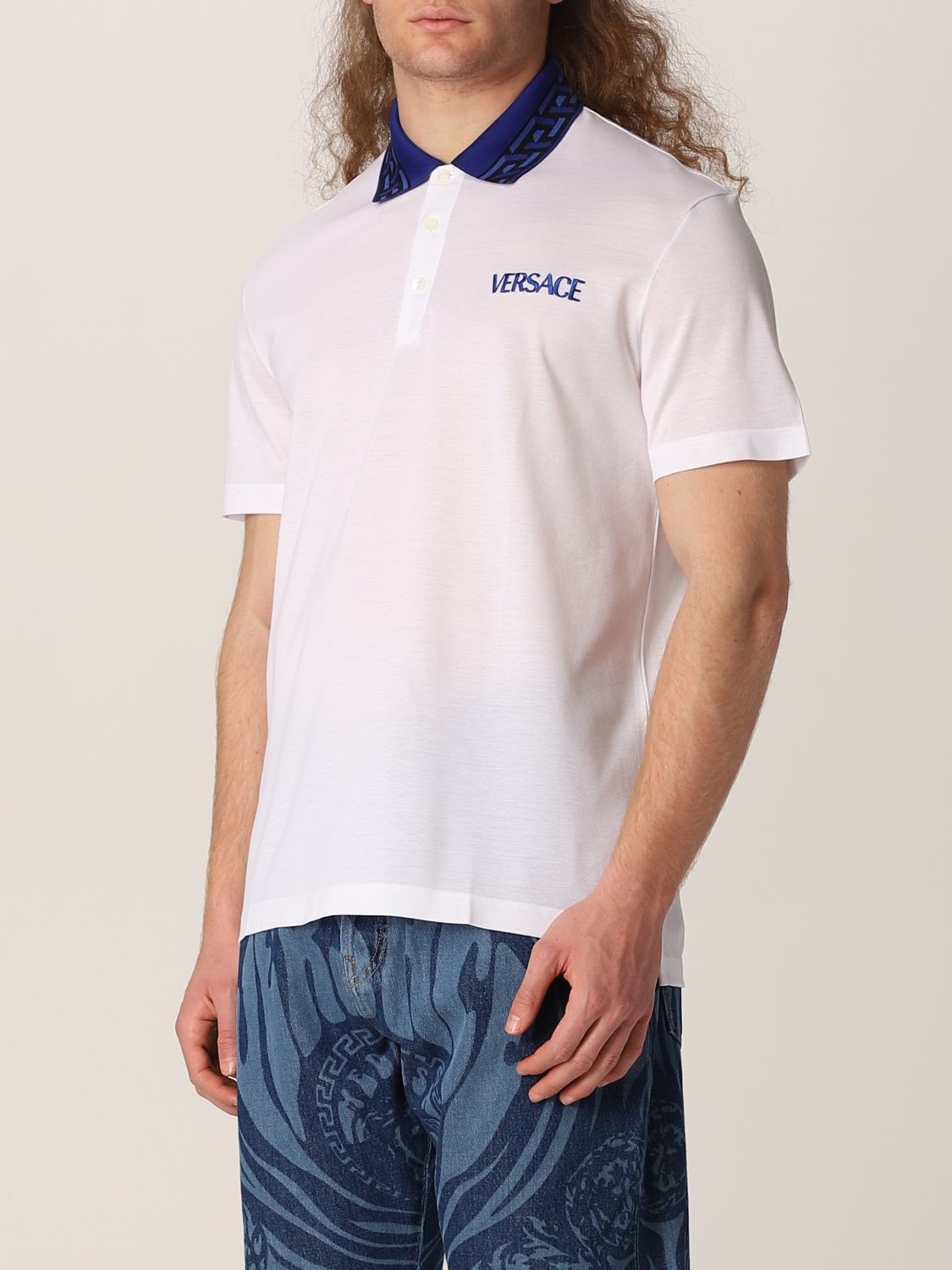 Versace Collection Polo Shirt Cotton Man White V800753SVJ00180 V1001