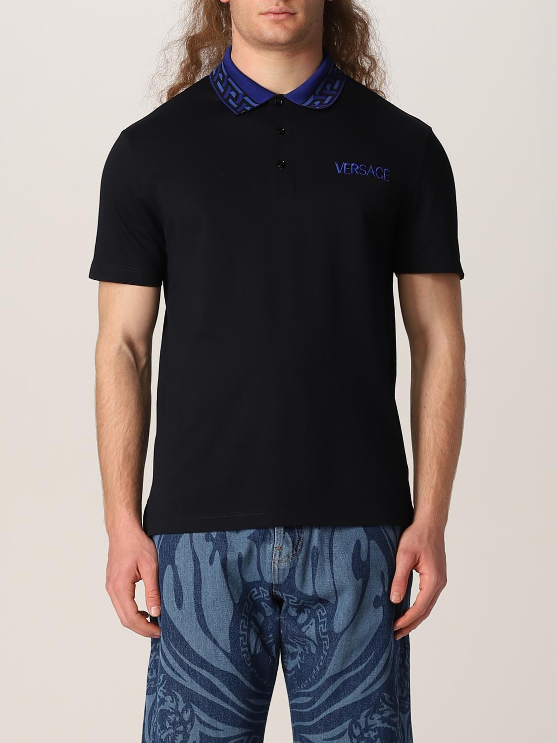 VERSACE cotton polo Navy Versace polo shirt 10025451A01875 online
