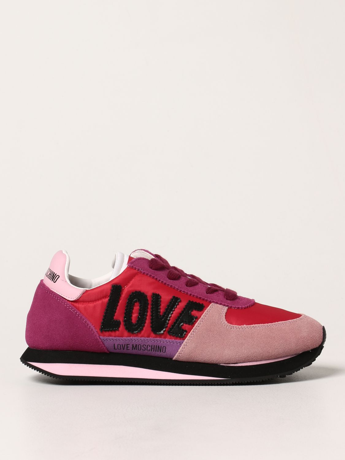 LOVE MOSCHINO: sneakers in suede and nylon - White 1 | Love Moschino ...