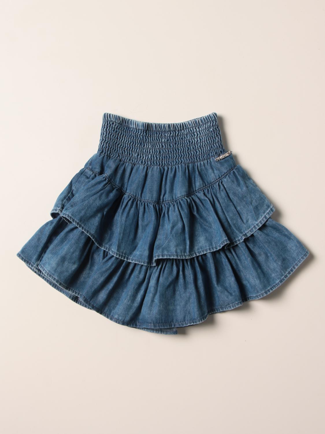 TWINSET: Gonna a balze - Denim | Gonna Twinset 221GJ2402 GIGLIO.COM