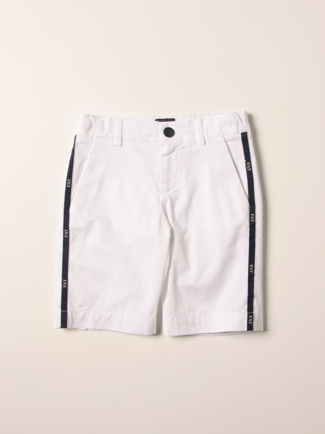 Pantaloncino Fay: Pantaloncino Fay in cotone con bande logate bianco 1
