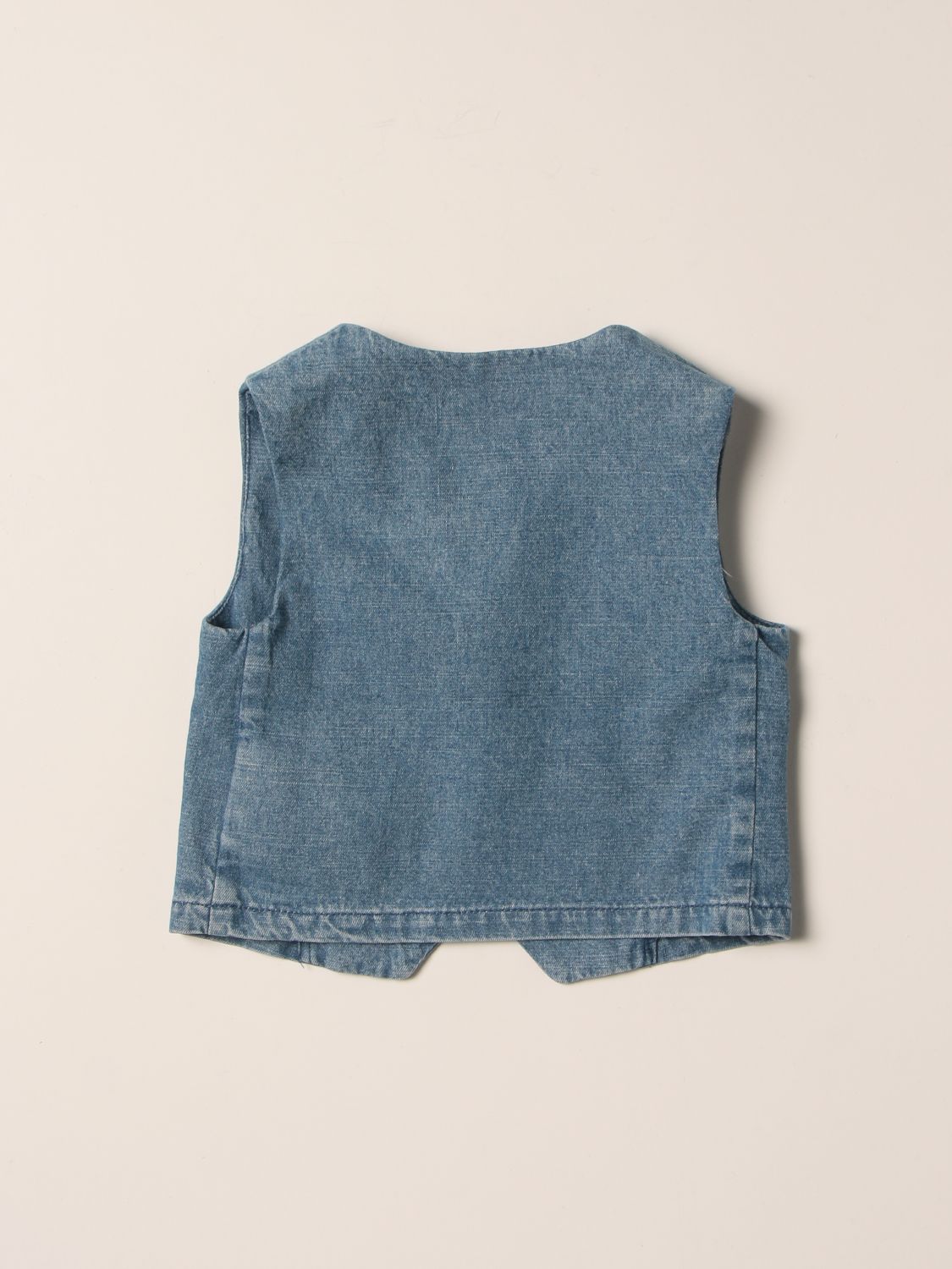 Vestcoat Fay: Fay denim vest with embroidered logo gnawed blue 2