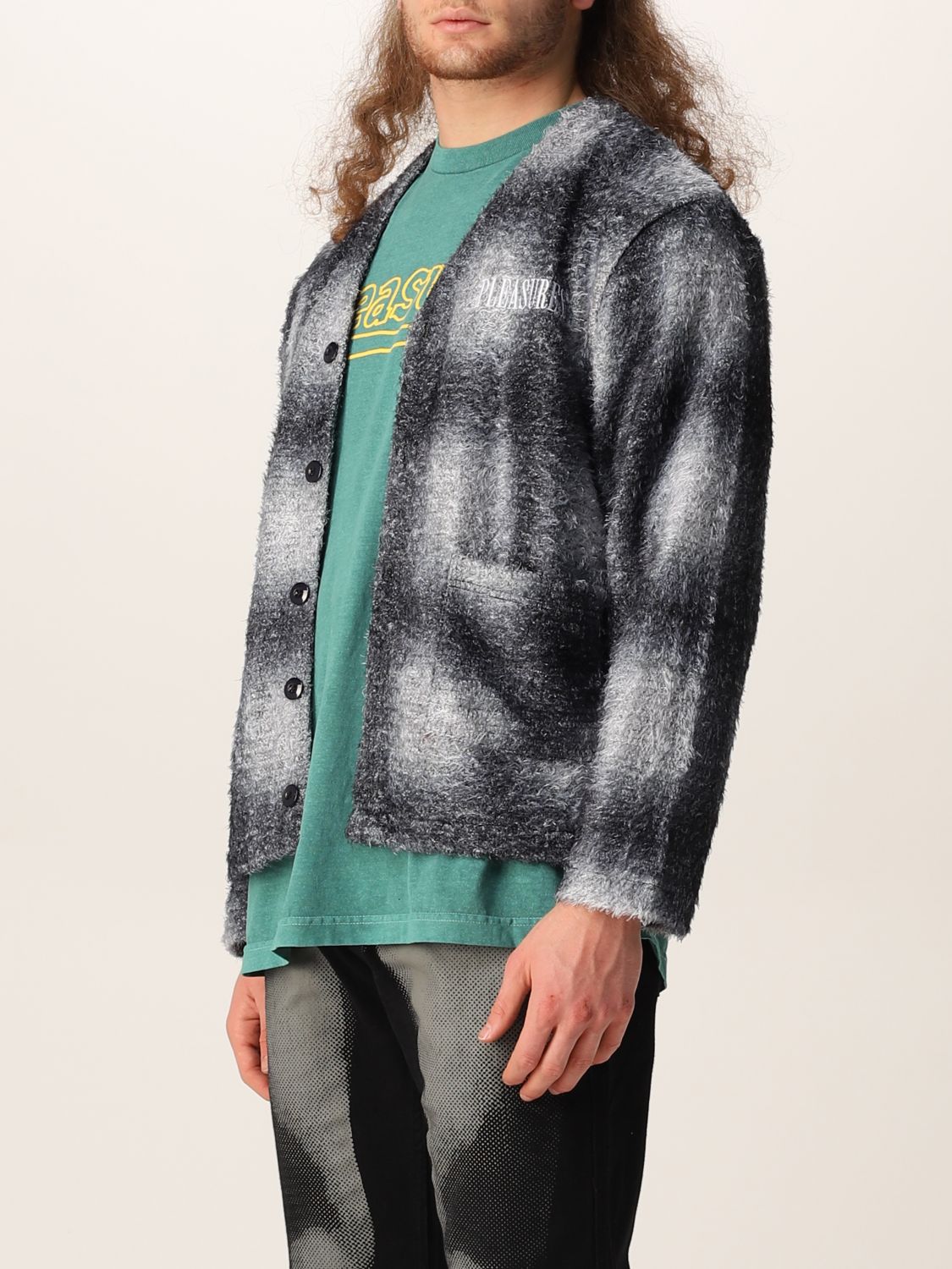 Cardigan Pleasures: Pleasures cardigan in knit with embroidered logo blue 4