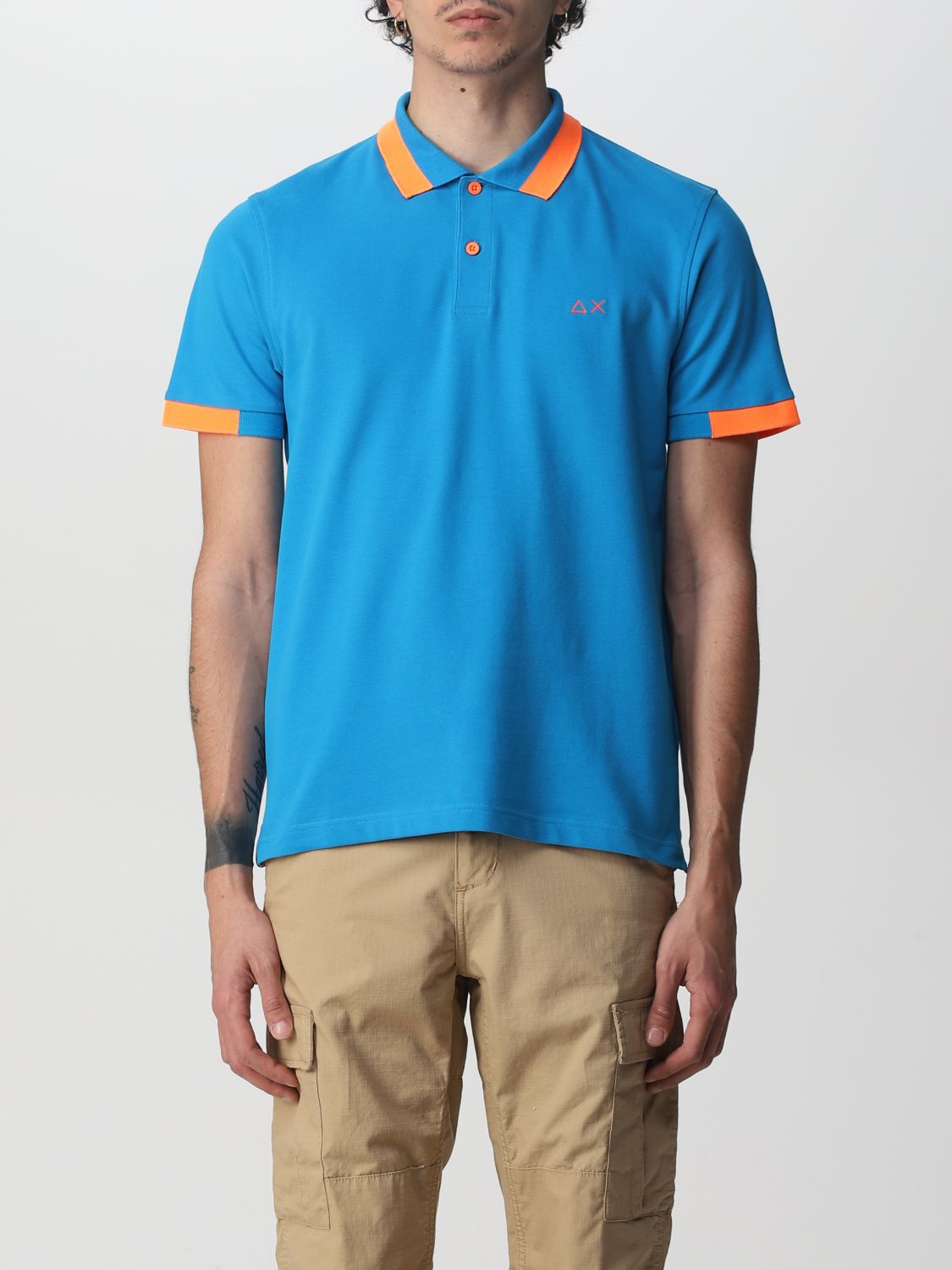 SUN 68: polo shirt with logo - Turquoise | Sun 68 polo shirt A32119 ...