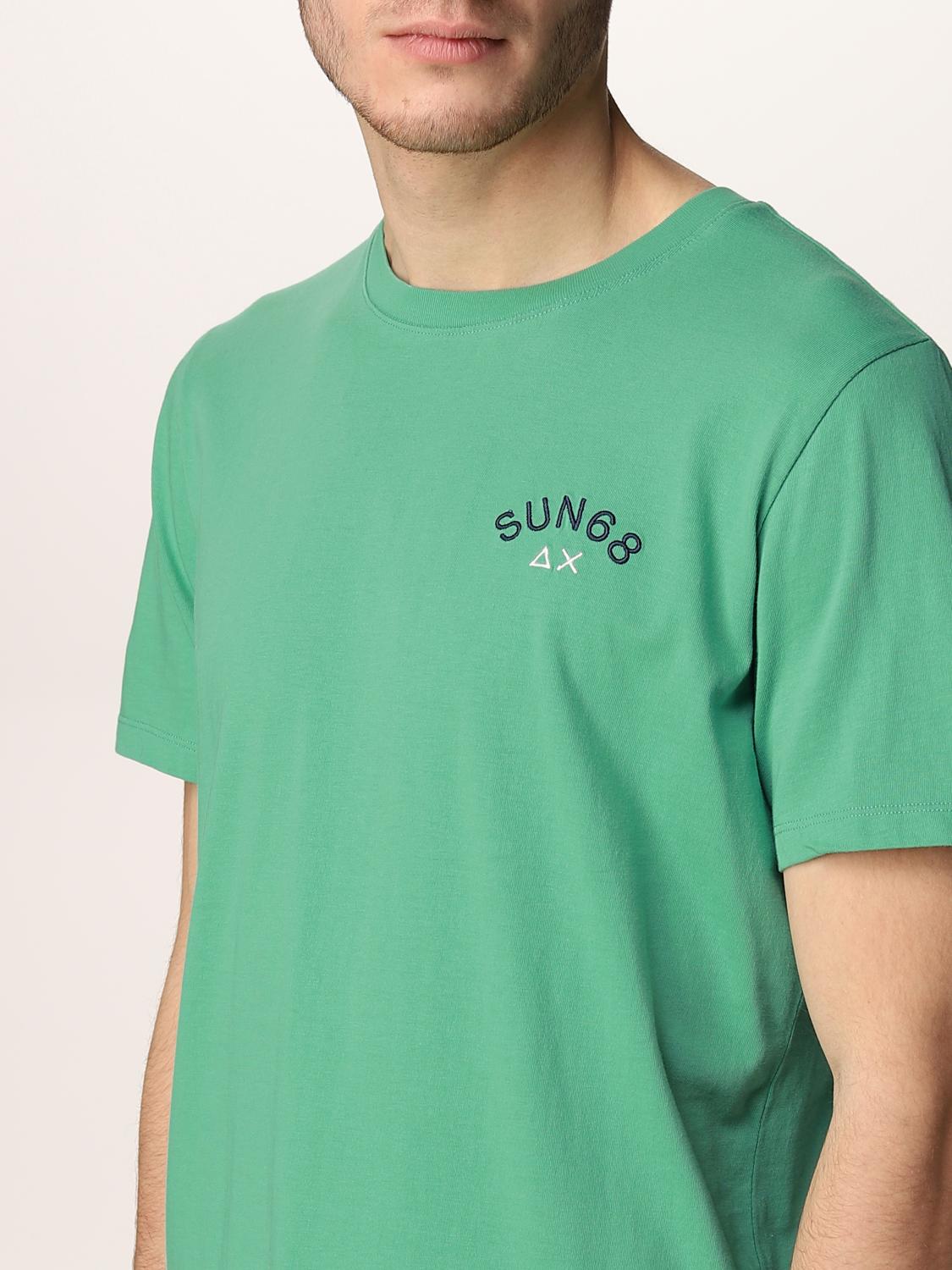 SUN 68 cotton tshirt with logo Green Sun 68 tshirt T32104 online