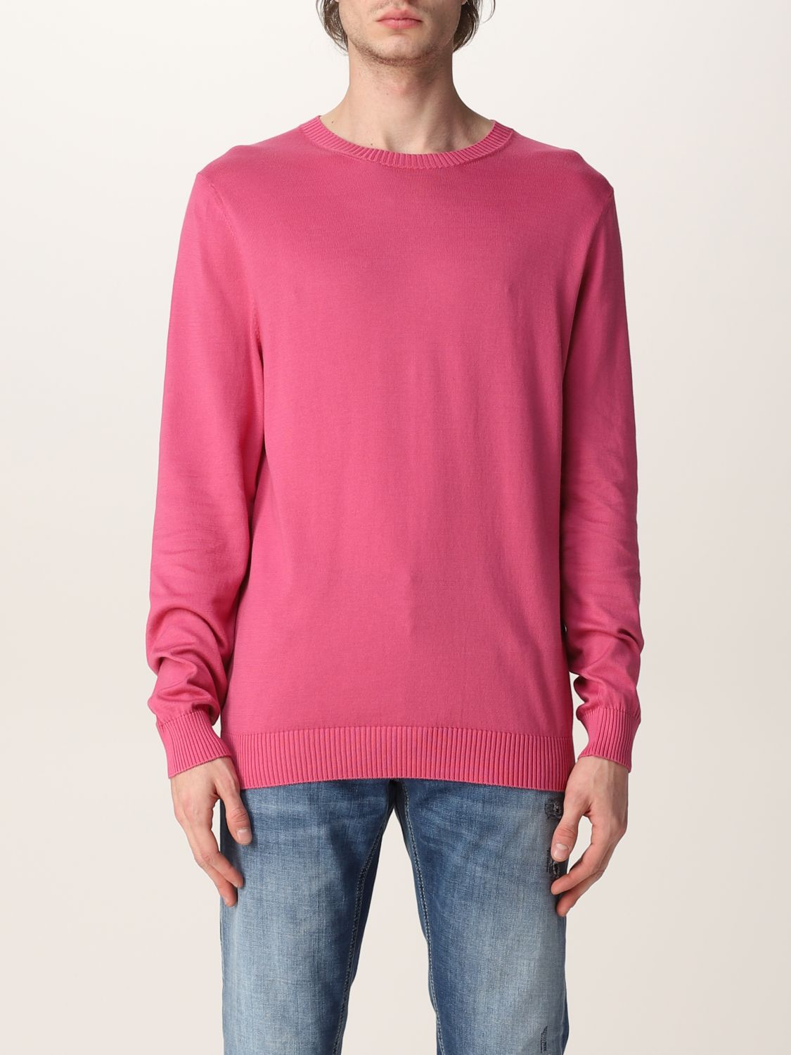 MALO: basic cotton sweater - Fuchsia | Malo sweatshirt UXA132F3L27