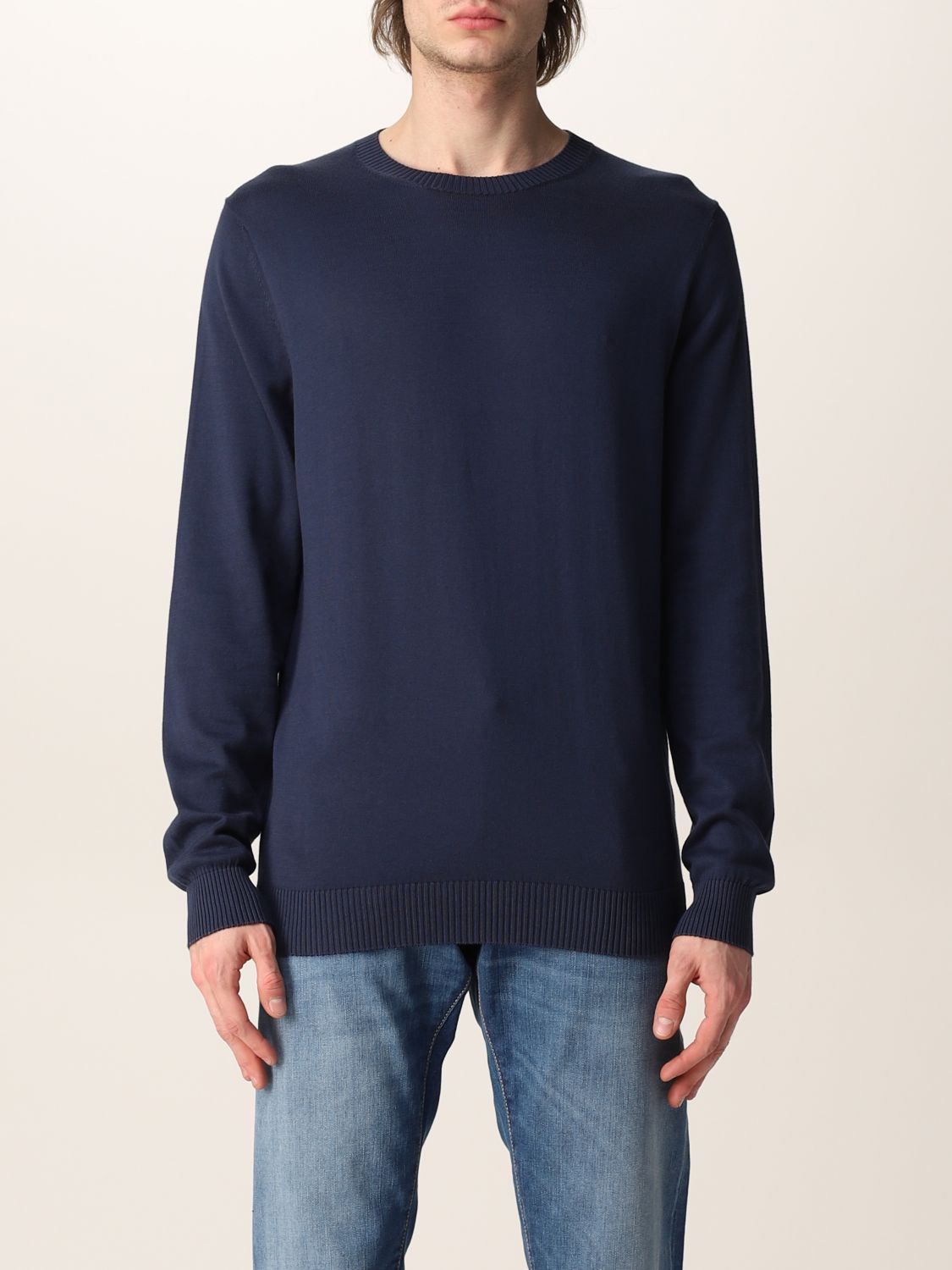 Sweatshirt Malo: Malo basic cotton sweater blue 1