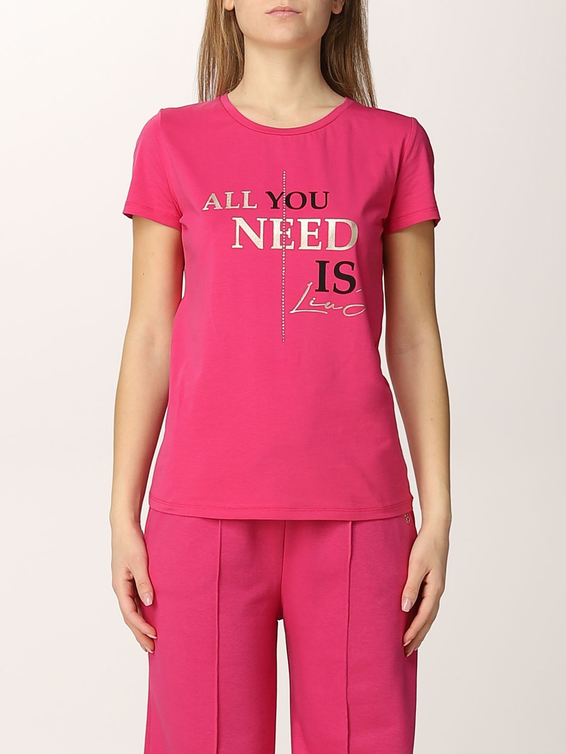 Outlet de Liu Jo: Camiseta para mujer, Fucsia | Camiseta Jo TA2128JS003 en línea en GIGLIO.COM