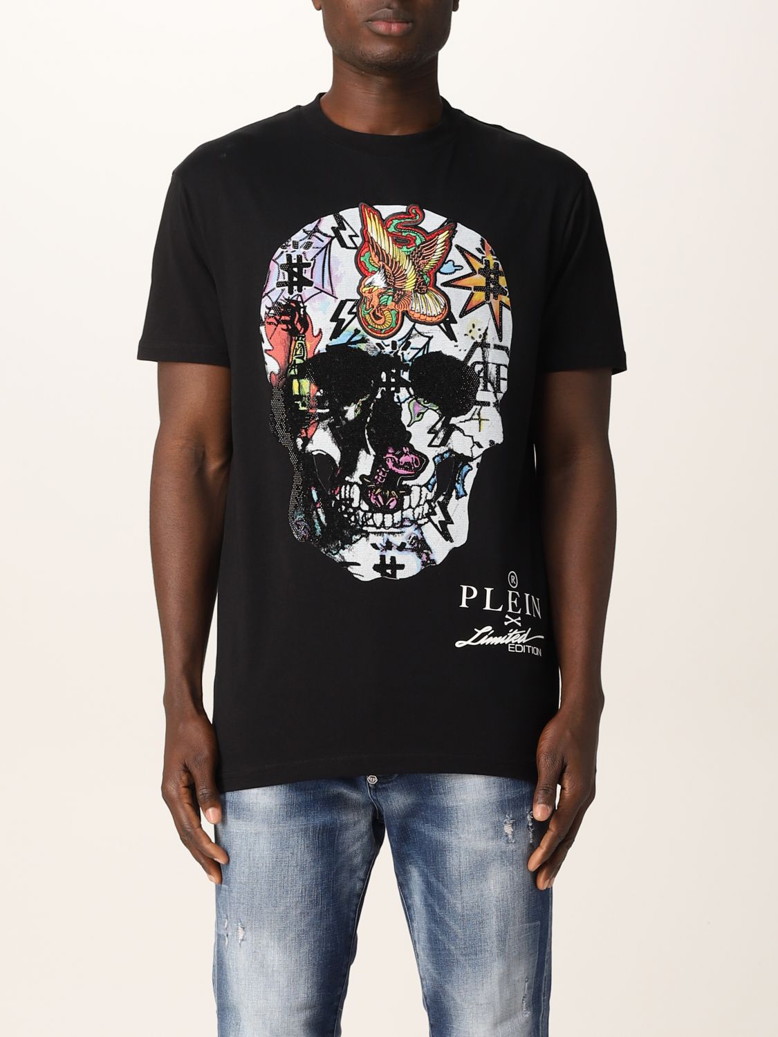 PHILIPP PLEIN: T-shirt with skull - Black | Philipp Plein t-shirt ...