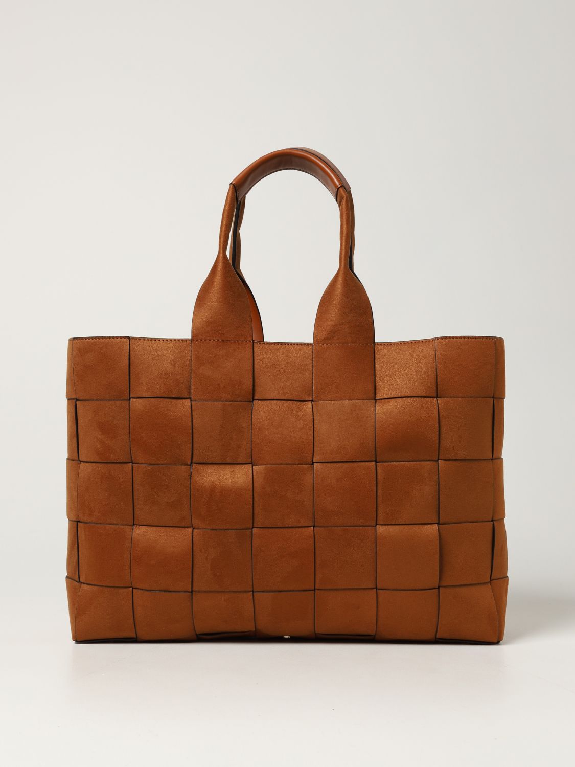 LIVIANA CONTI: bag in woven synthetic suede - Brown | Liviana Conti ...