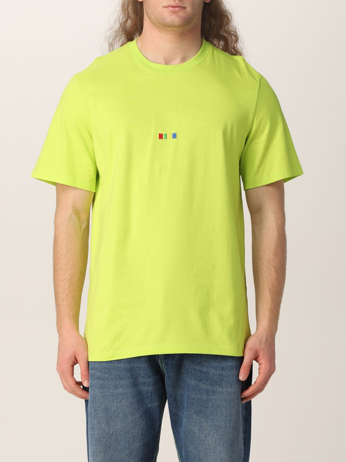 Msgm Embroidered Logo Short-sleeve T-shirt In Green