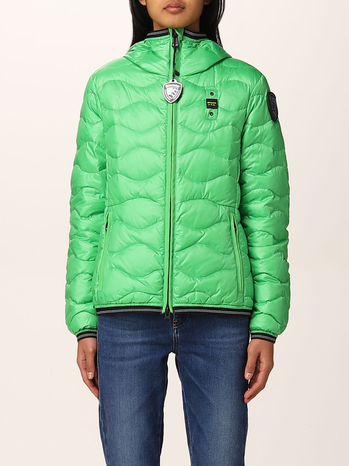 BLAUER: jacket for woman Green | jacket online on GIGLIO.COM