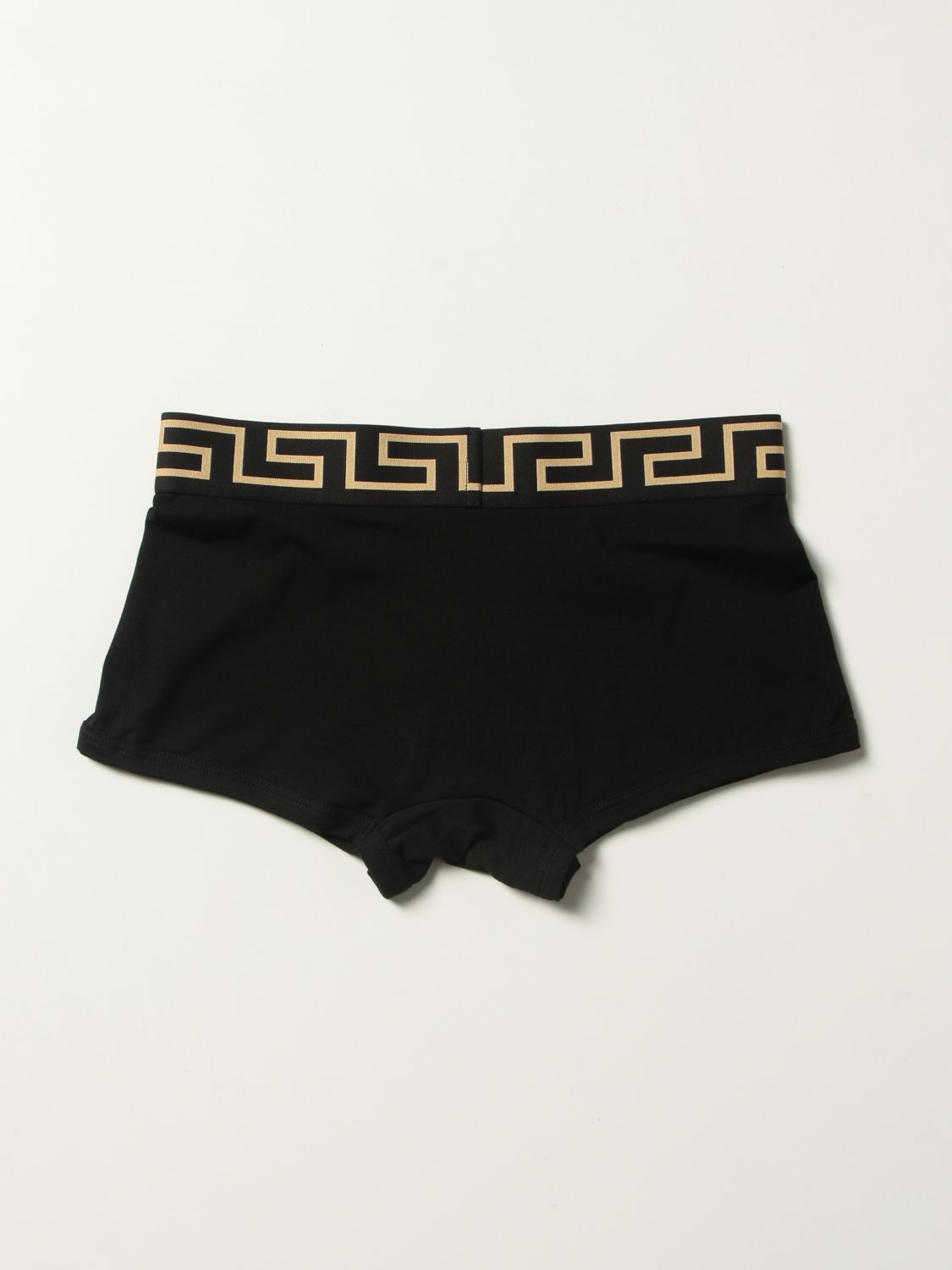 Underwear Versace: Versace cotton stretch trunks with Greca pattern black 2