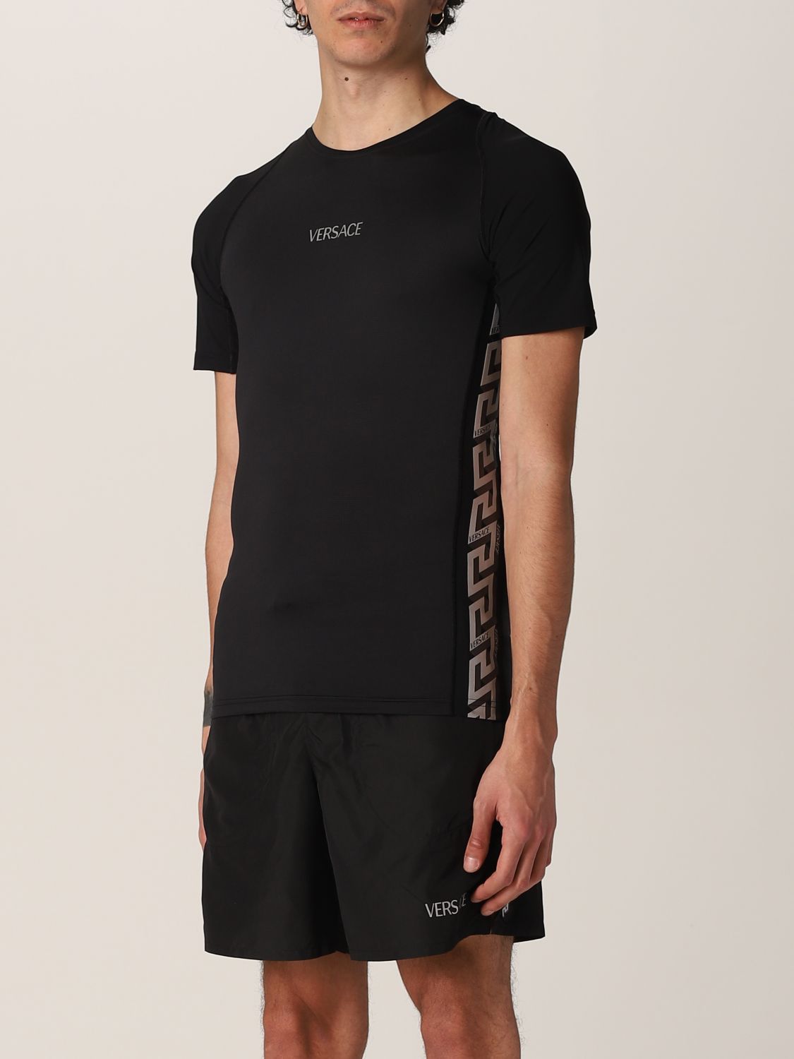 Dollar De onze Voel me slecht VERSACE: sporty t-shirt with bands - Black | Versace t-shirt 10041201A01752  online on GIGLIO.COM