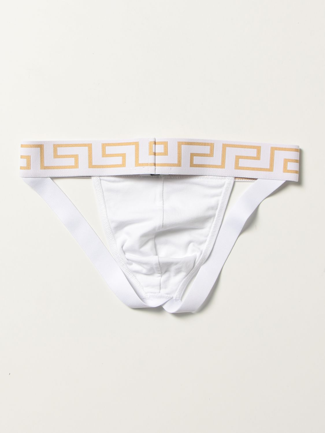 Underwear Versace: Versace Versace cotton border jock strap white 2