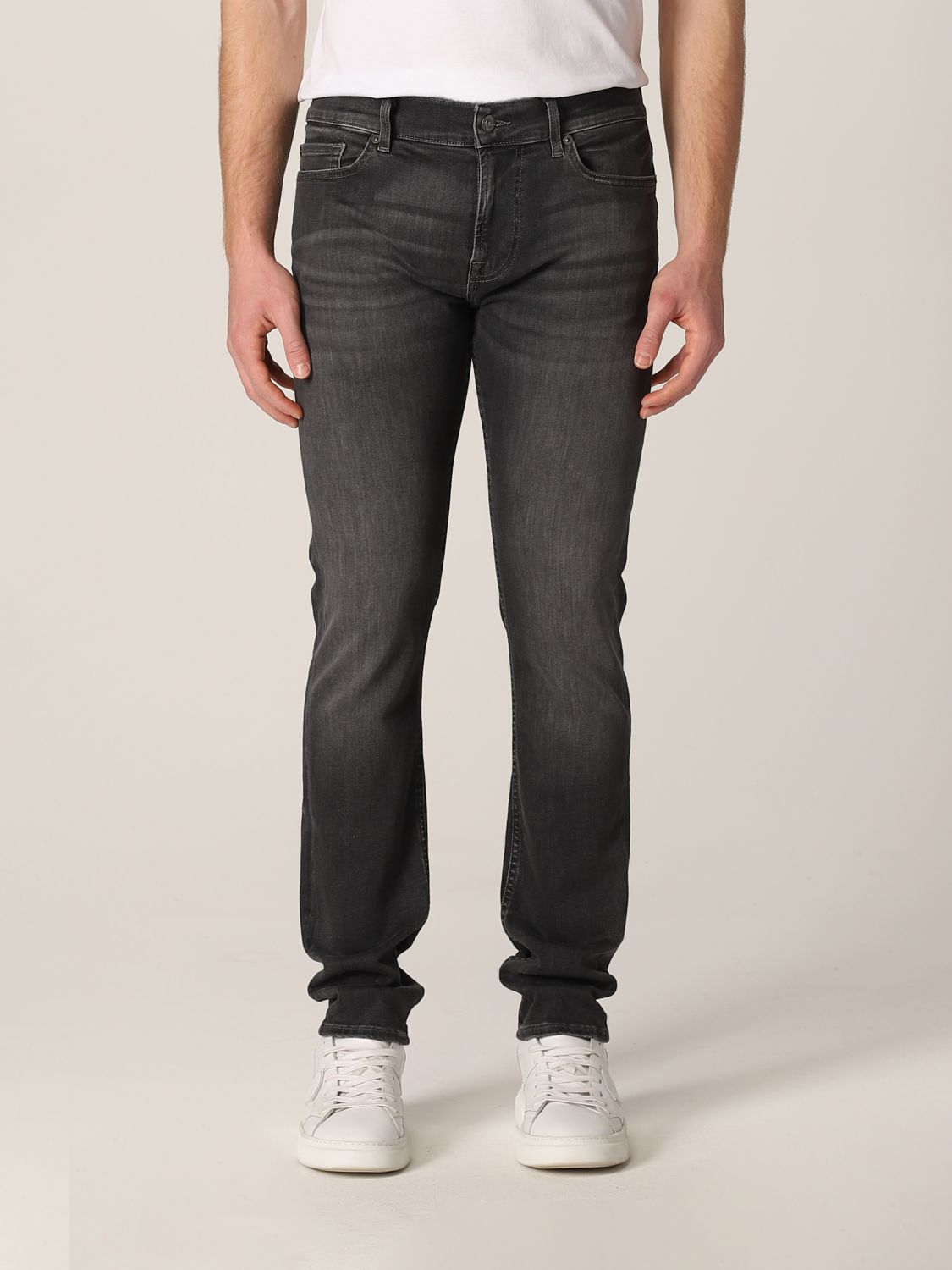 7 FOR ALL MANKIND: jeans in washed denim - Grey | 7 For All Mankind ...