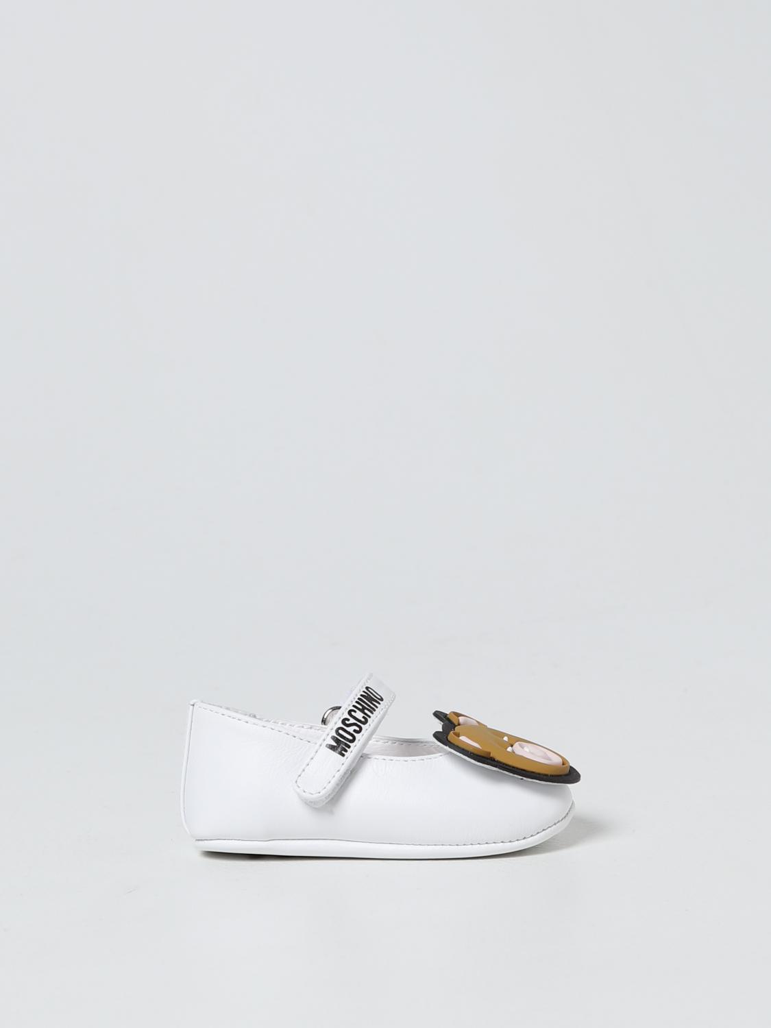 MOSCHINO BABY leather ballet flats with Teddy White Moschino Baby