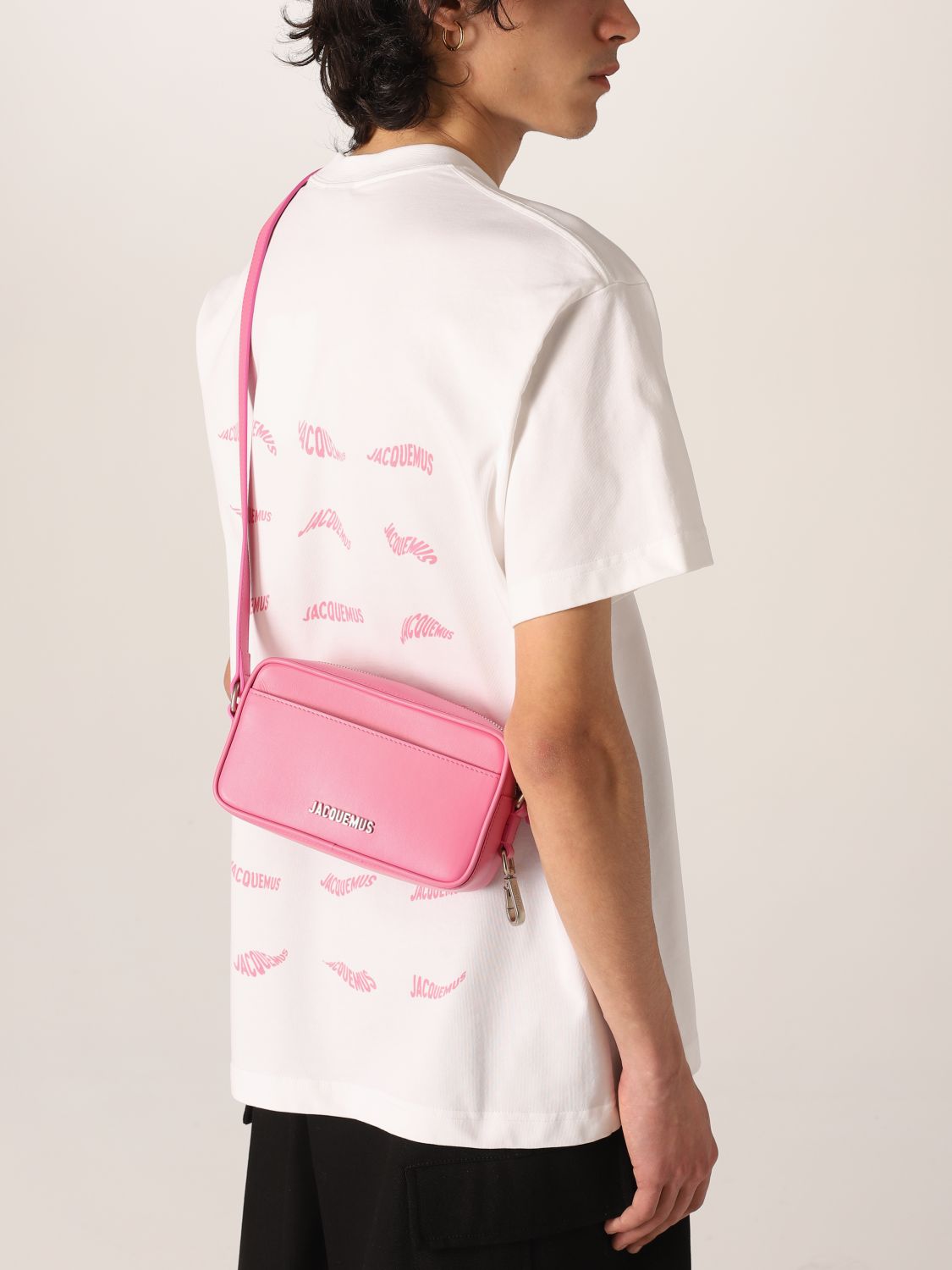 JACQUEMUS: Le Baneto leather bag - Pink | Jacquemus shoulder bag 